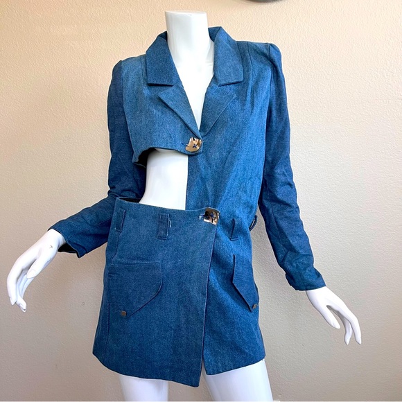 Jackets & Blazers - Vintage  Blue Denim Women's Blazer Dress